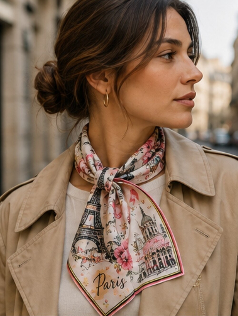 NEW 19" Pink PARIS Pattern Fashion Scarf